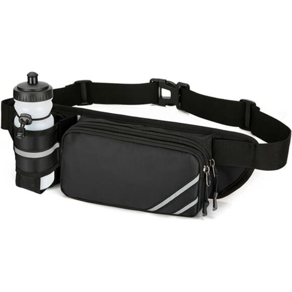 Fanny Pack with Water Bottle Holder, Black - Picture 1 of 6